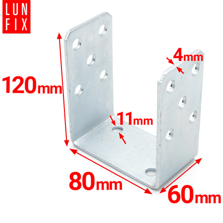 Podstawa słupa typu U 80x120mm kotwa do przykręcania