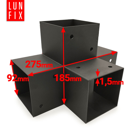 Łącznik belki kwadratowy X 90x90mm wspornik do kantówek 4 końce