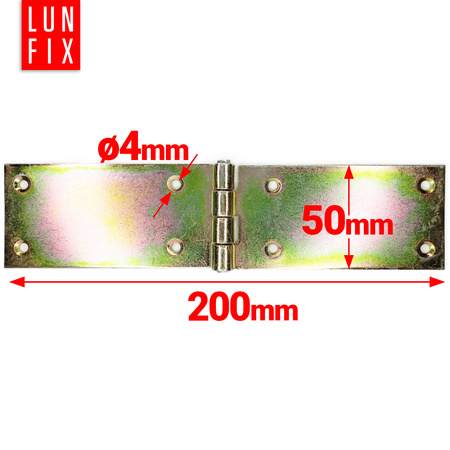 Zawias budowlany 200x50x2,0mm prosty ocynkowany ZB20 1szt.