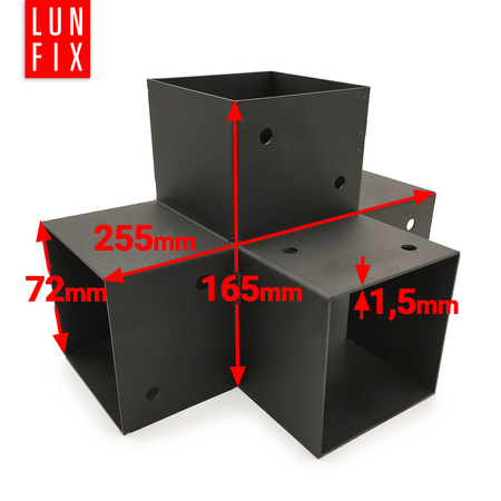 Łącznik belki kwadratowy X 70x70mm wspornik do kantówek 4 końce