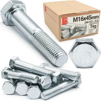 Śruba sześciokątna M16x45 ocynk DIN 931 klasa 8.8 półgwint 1kg