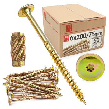 Wkręty ciesielskie talerzowe 6x200 do drewna WKCP 50szt.