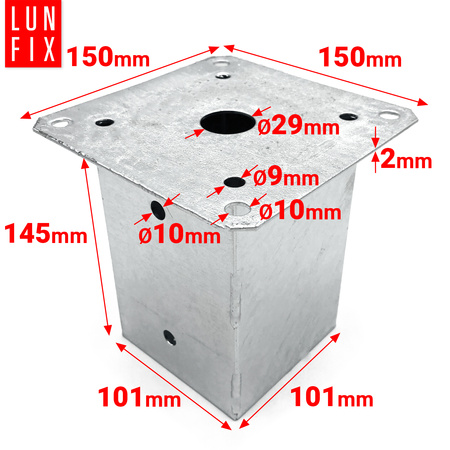 Zestaw podstawa słupa przykręcana 10x10 z wkrętami