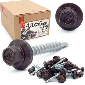 Wkręty farmerskie 4,8x55 samowiercące blachowkręty farmery brązowe WFD 250szt.