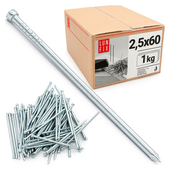 Gwoździe stolarskie 2,5x60mm srebrne ocynkowane 1kg