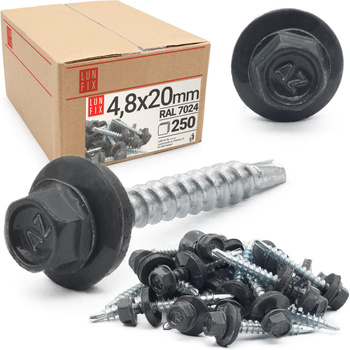 Wkręty farmerskie 4,8x20 samowiercące farmery RAL 7024 grafit WFD 250szt.