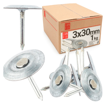 Gwoździe papowe 3x30mm ocynkowane z podkładką 1kg