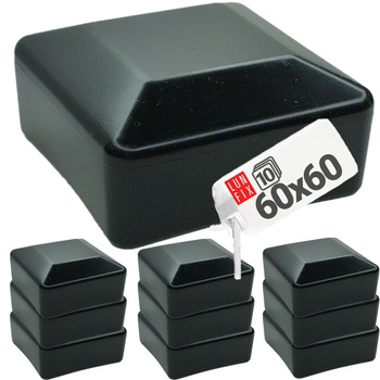 Nasadka na słupek 60x60 mm czarna daszek 10szt.