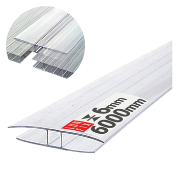 Profil H6 łączący bezbarwny do poliwęglanu 6m