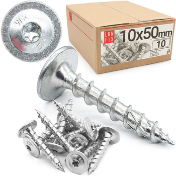 Wkręty ciesielskie 10x50 do podstaw słupa talerzowe 10szt.