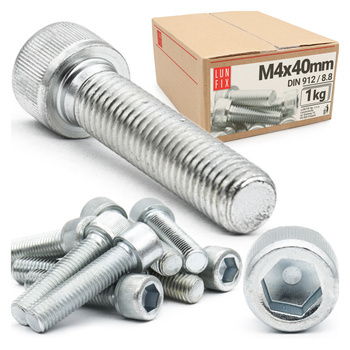 Śruby imbusowe M4x40 ocynkowane DIN912 klasa 8.8 1kg