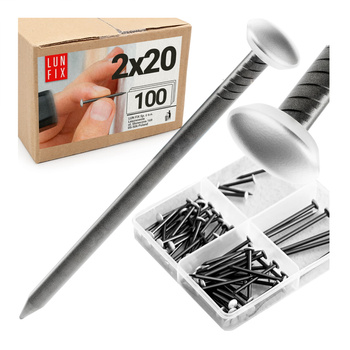 Gwoździe ozdobne do obrazków 2x20 mm srebrna szeroka główka 100szt.