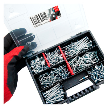 Zestaw wkrętów samogwintujących 290szt. do metalu + bit PH2