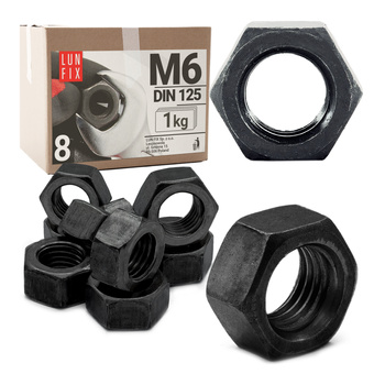 Nakrętka sześciokątna M6 czarny ocynk DIN934 klasa 8 1kg