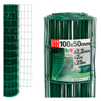 Siatka ogrodzeniowa zielona 200cm oczko 100x50 fi 2,2mm zgrzewana ocynkowana powlekana PCV 25mb