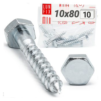 Wkręty do drewna z łbem sześciokątnym 10x80 ocynk DIN571 10szt