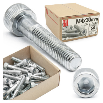 Śruby imbusowe M4x30 ocynkowane DIN912 klasa 8.8 50szt