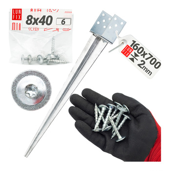 Zestaw podstawa słupa wbijana regulowana + wkręty