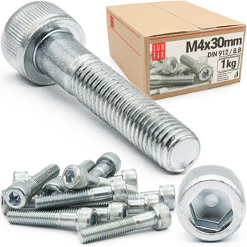 Śruby imbusowe M4x30 ocynkowane DIN912 klasa 8.8 1kg