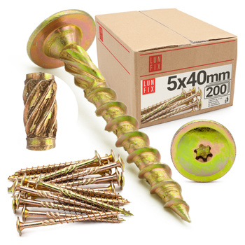 Wkręty ciesielskie talerzowe 5x40 do drewna WKCP 200szt.