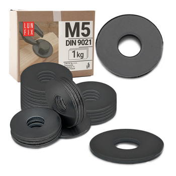 Podkładka okrągła M5 powiększona czarny ocynk DIN9021 1kg