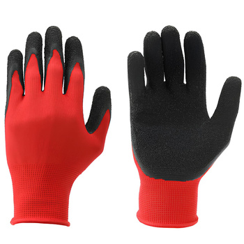Rękawice robocze powlekane lateksem czerwone L