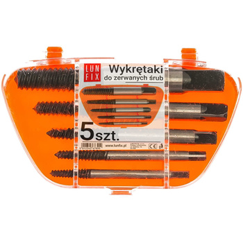 Wykrętaki do zerwanych i urwanych śrub, szpilek 5szt.