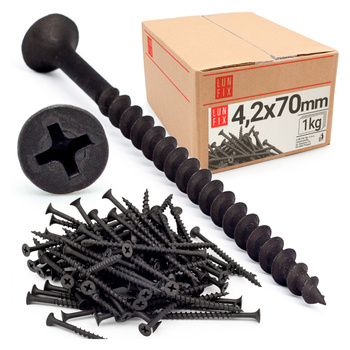 Wkręty do płyt gipsowych g-k 4,2x70 do drewna KGD 1kg