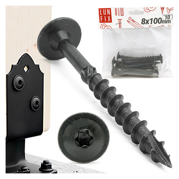 Wkręt talerzowy czarny 8x100 ozdobny ocynkowany 10szt.