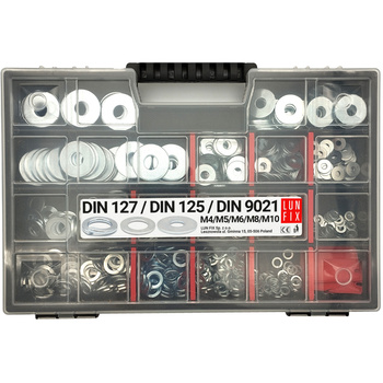 Zestaw podkładek 750szt. M4-M10 normy DIN:127, 125, 9021