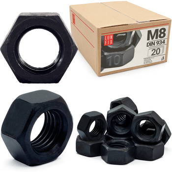 Nakrętka sześciokątna M8 DIN 934 klasa 10 czarna 20szt.