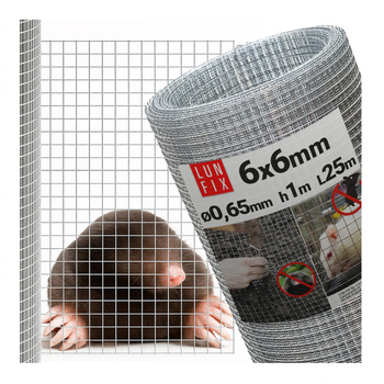 Siatka przeciw gryzoniom 100cm 6x6 fi 0,65mm zgrzewana ocynkowana 25mb