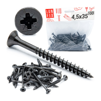 Wkręty uniwersalne 4,5x35 hartowane ocynkowane na czarno 100szt.