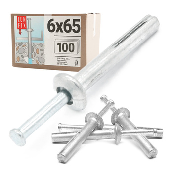 Kołki stalowe szybkiego montażu do betonu wbijane 6x65 100szt.