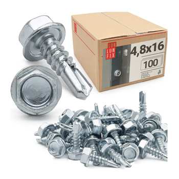 Wkręty samowiercące 4,8x16 łeb 6-kątny DIN7504 ocynk 100szt.