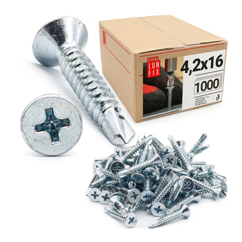 Wkręty samowiercące 4,2x16mm stożkowe ocynkowane DIN7504 1000szt.