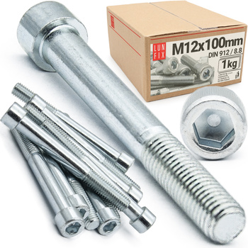 Śruby imbusowe M12x100 ocynkowane DIN912 klasa 8.8 1kg