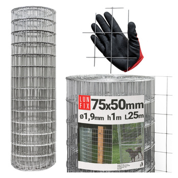 Siatka zgrzewana 100 cm oczko 75x50 fi 1,9mm ogrodzeniowa ocynkowana 25mb