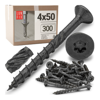 Wkręty ciesielskie czarne stożkowe 4x50 do drewna KMWHT 300szt.