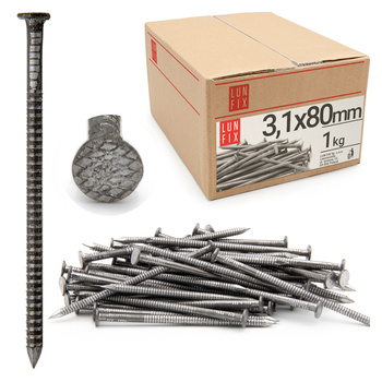 Gwoździe pierścieniowe 3,1x80 mm 3 cale ciesielskie czarne 1kg