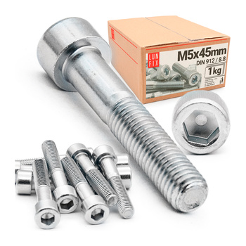 Śruby imbusowe M5x45 ocynkowane DIN912 klasa 8.8 1kg