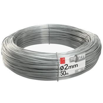 Drut naciągowy do siatki 2mm srebrny ocynkowany 50mb