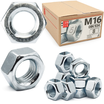 Nakrętka sześciokątna M16 DIN 934 klasa 6 ocynkowana 8 szt.