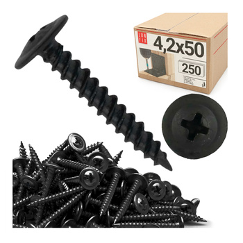 Wkręty do metalu czarne 4,2x50 fosfatowane z łbem podkładkowym 250szt.