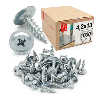 Wkręty samogwintujące 4,2x13mm z łbem podkładkowym do metalu WPC 1000szt.