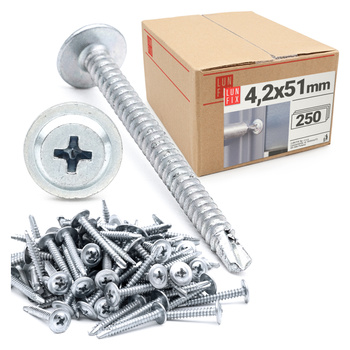 Wkręty samowiercące 4x50mm podkładkowe do metalu WSPC 250szt.