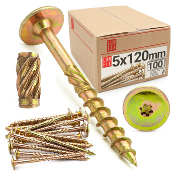 Wkręty ciesielskie talerzowe 5x120 do drewna WKCP 100szt.