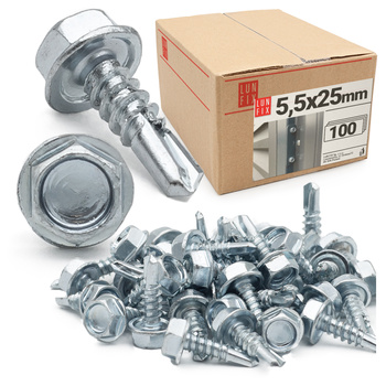 Wkręty samowiercące 5,5x25mm łeb 6-kątny DIN7504K ocynk 100szt.