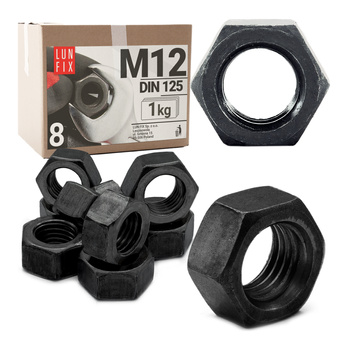 Nakrętka sześciokątna M12 czarny ocynk DIN934 klasa 8 1kg