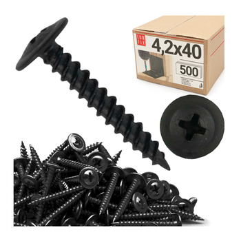 Wkręty do metalu czarne 4,2x40 fosfatowane z łbem podkładkowym 500szt.
